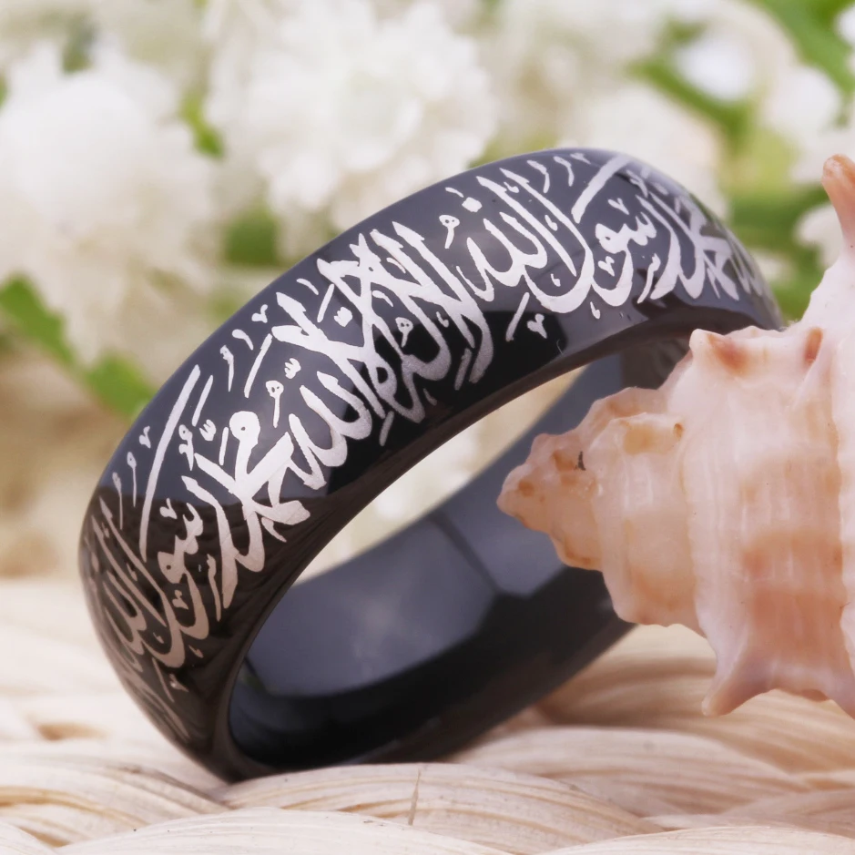 YGK ювелирные изделия горячие продажи 8 мм ширина черный купол Shahada кольцо для
