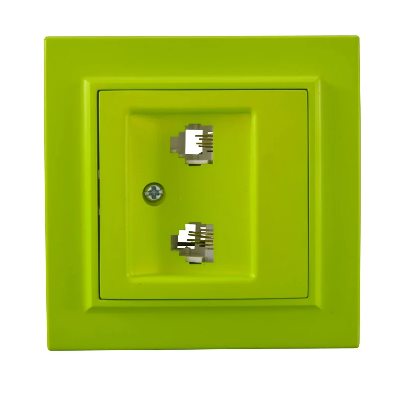 Новое поступление розетка желтый зеленый RJ11 + евро настенная двойная телефонная
