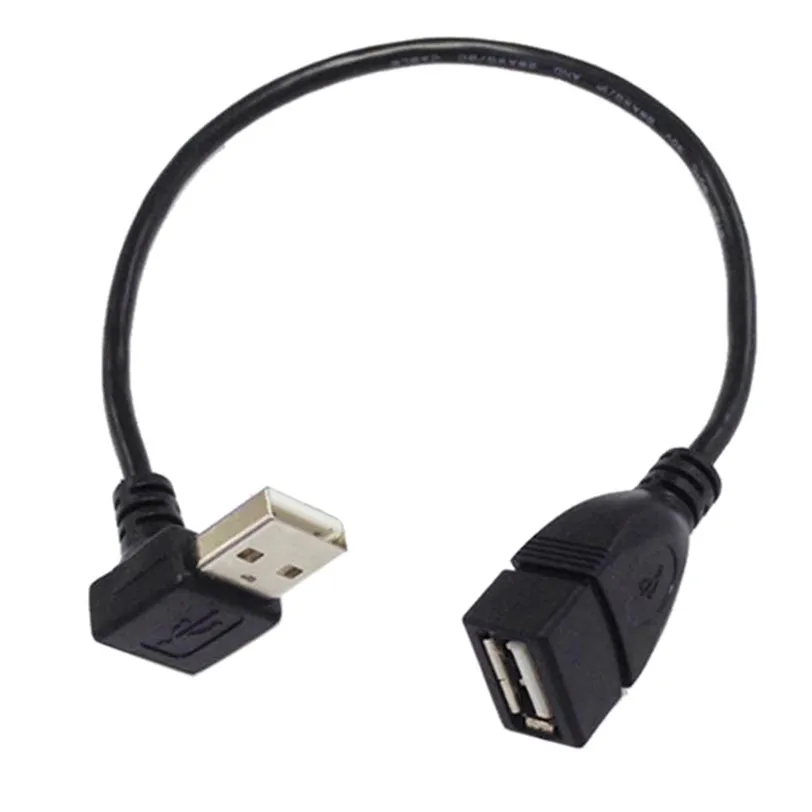 Кабель USB 2 0 штекер гнездо 90 градусов черный 20 см Jul24 профессиональная заводская