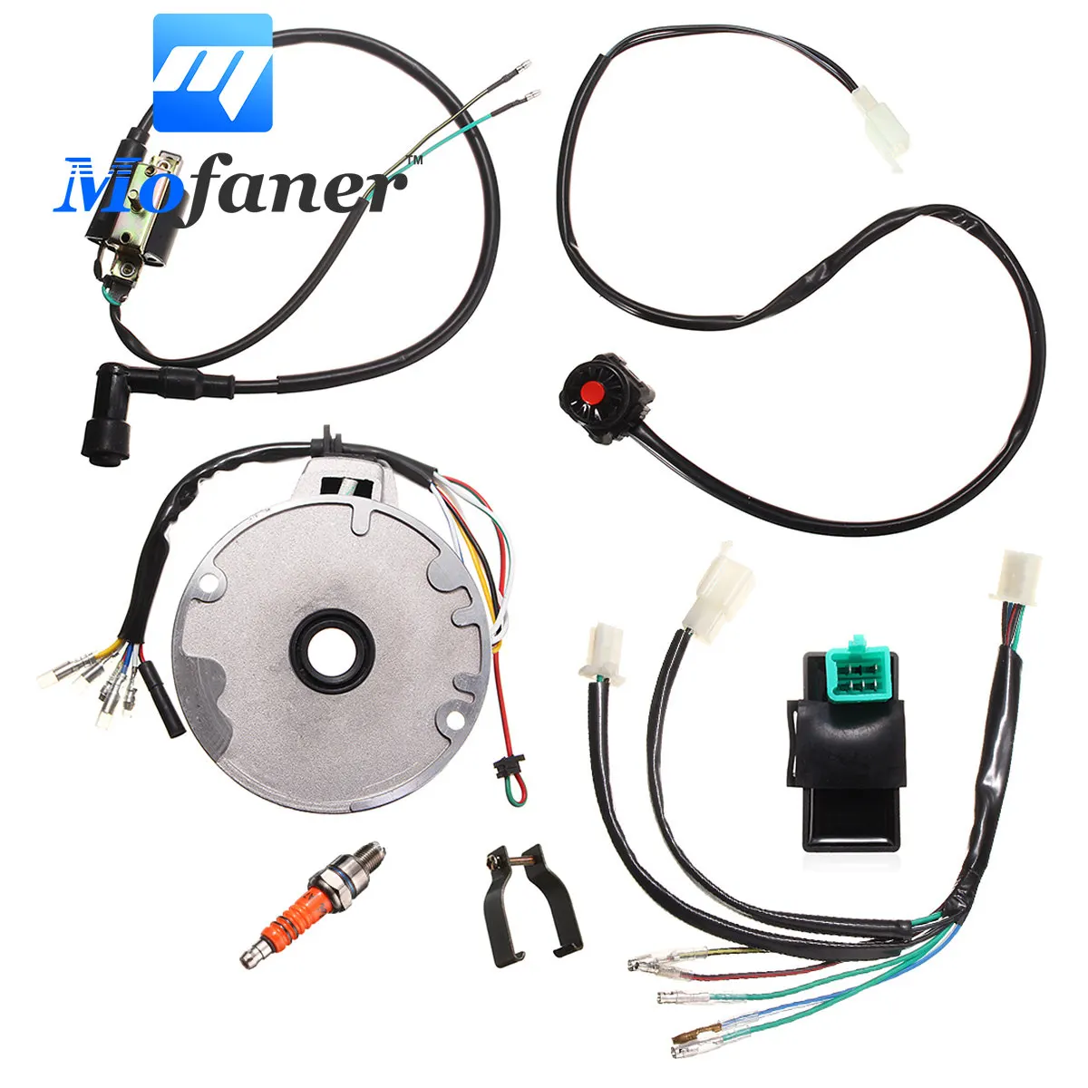

Motorcycle CDI Ignition Coil Spark Plug Switch Magneto Wire Harness Kit for 50cc 70cc 90cc 110cc 125cc 140cc 4 Stroke Dirt Bike