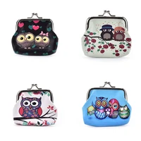 owl pattern printing hasp small wallet women cute coin purse wallet
