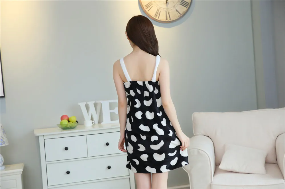 Черный зимний банный халат коровы комплект для сна фланелевая теплая женская