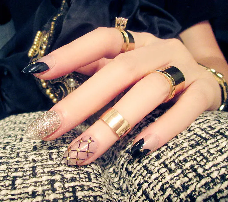 24 шт. накладные ногти с порошком без клея| |