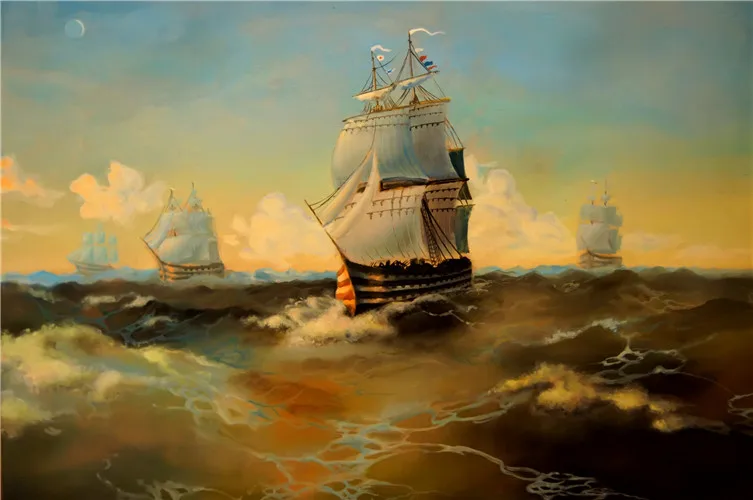 

cotton no frame classical waves sea ship scenery canvas printings oil painting printed on cotton wall art decoration picture