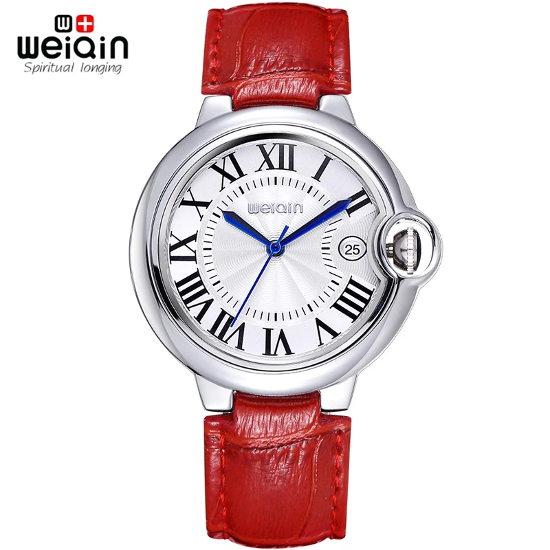 Часы WEIQIN с ремешком из натуральной кожи водонепроницаемые до 50 м|clock wrist watch|watch