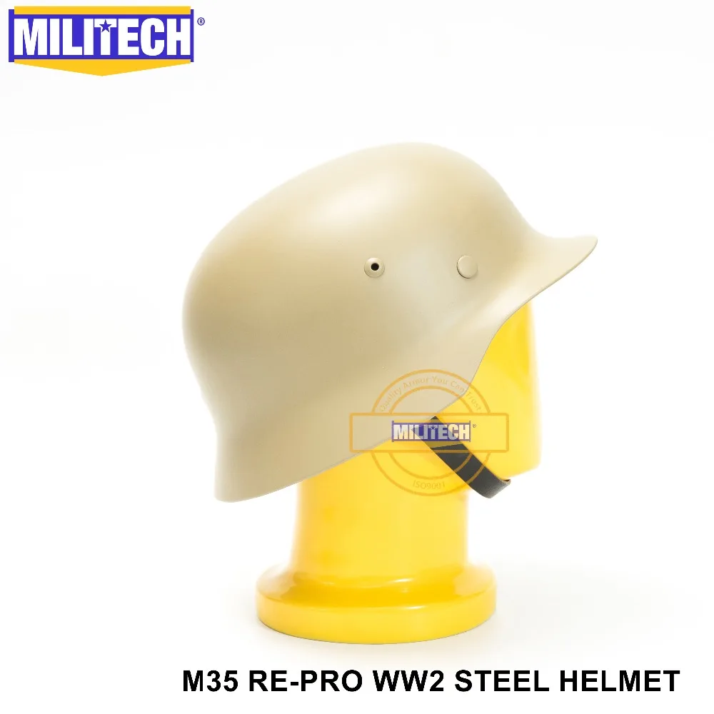 MILITECH Tan WW2 немецкий M35 Стальной шлем WW II M35 немецкий шлем защитный шлем для мотоцикла Тан мировая война 2 Repro Helme