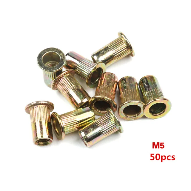 50PCS M5 200/50 шт. набор гаек из нержавеющей стали с плоской головкой и заклепками M3 M4 M5 M6 многоразмерный набор гаек из нержавеющей стали с заклепками - Цвет: 50PCS M5