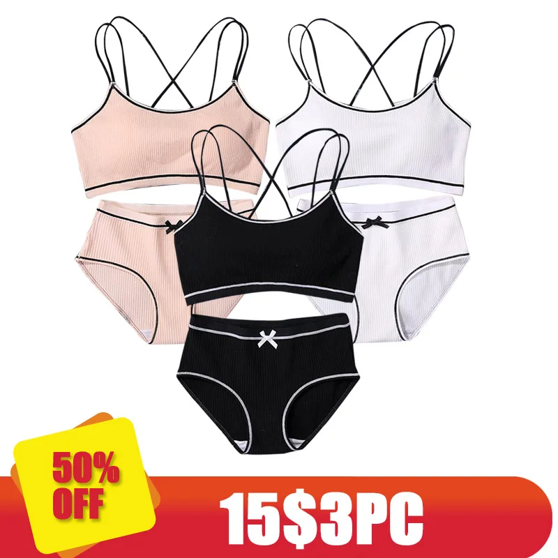 Image color Комплект из 3 предметов, женское нижнее белье, серое хлопковое нижнее белье, комплект из бюстгальтера и трусиков высшего качества, бюстгальтер пуш-ап, бюстгальтер, женское нижнее белье - Цвет: Image color
