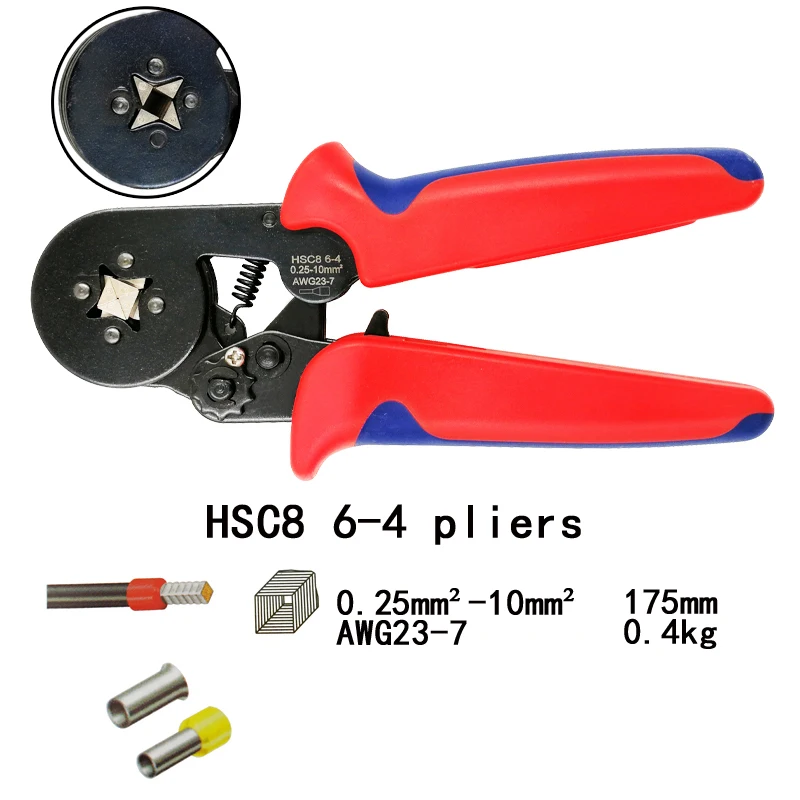 HSC8 6 4 обжимные плоскогубцы 0 25 10 мм2 23 7AWG с 1020/700 шт. Тип трубки тип иглы терминал