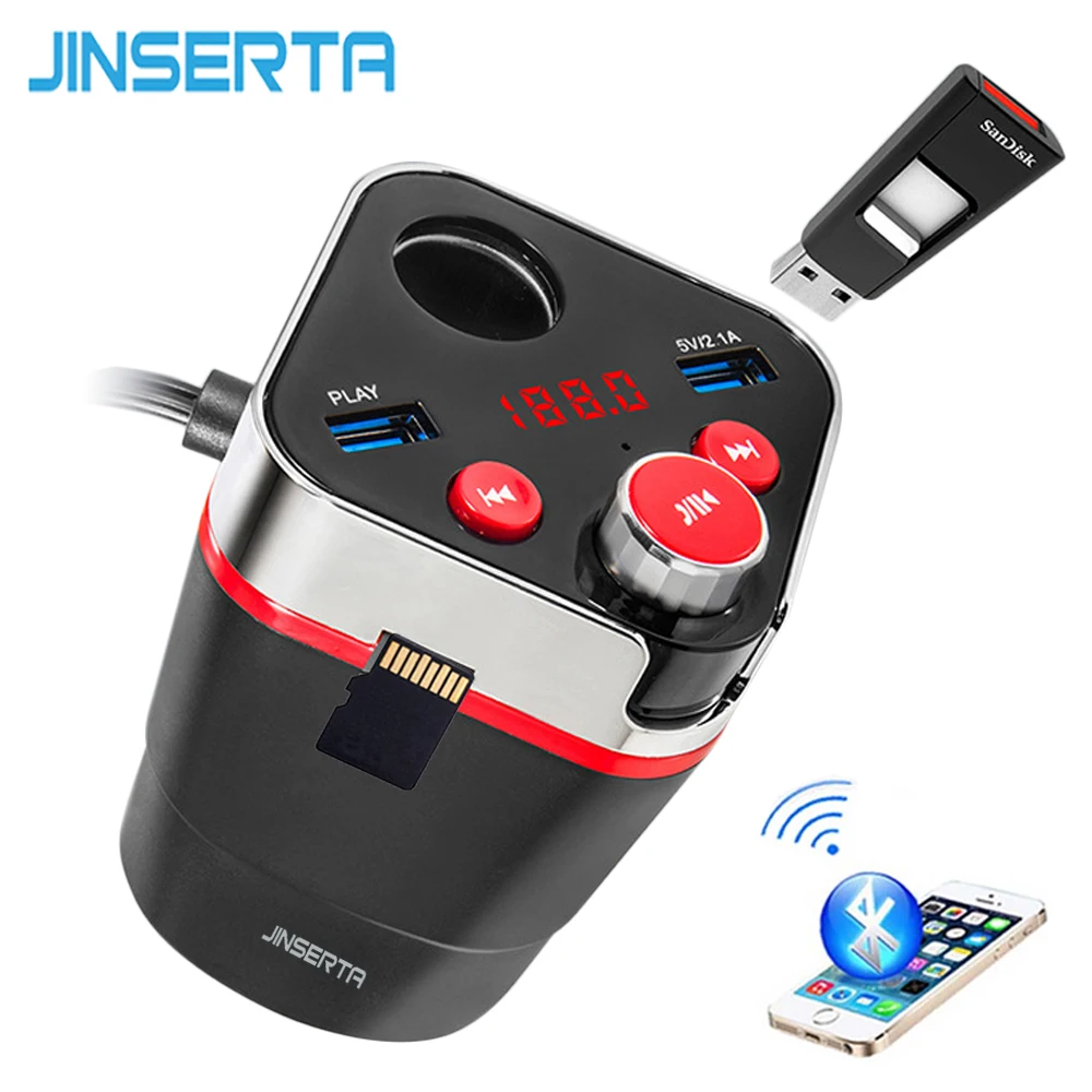 JINSERTA Bluetooth автомобильный комплект MP3 аудио плеер fm передатчик HandsFree прикуриватель