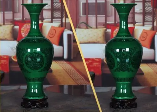 CHINESE PORCELAIN HANDMADE KINGFISHER COLOURED GLAZE GREEN VASE | Дом и сад