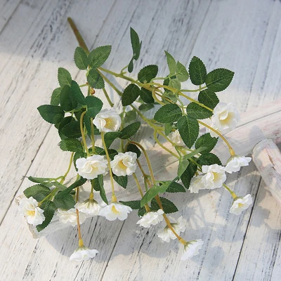 White yumai Мини-букет "15 роз" с 5 вилками с искусственным цветком - Цвет: White