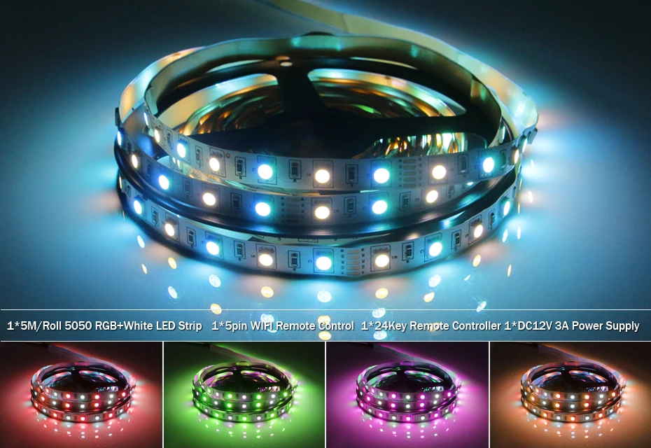 [DBF] 5050 Светодиодная лента RGB/RGBW/RGBWW 5 м 300 светодиодный s ленточный светильник+ RGB/RGBW wifi управление+ 24 кнопки дистанционного управления Лер+ DC 12 В 3A адаптер питания