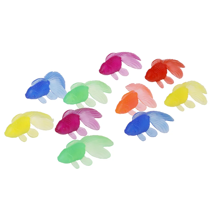 10Pcs/Lot Soft Plastic Rubber Gold Fish Fishing Toys Simulation Small Goldfish Kids Baby Water Toys