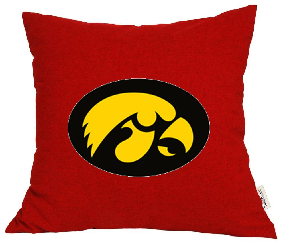 2016 Новый хлопок Лен Айова Hawkeyes Печати Подушки Домой квадрат наволочка бесплатная