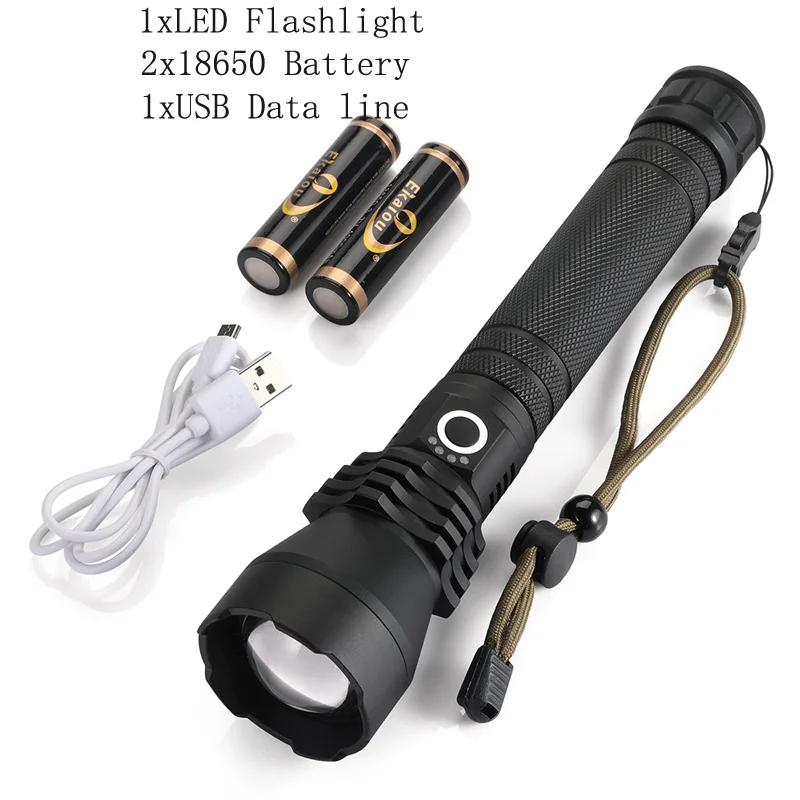 P2 Горячая Мощный светодиодный тактический вспышки светильник Xhp50 Xhp70 USB Перезаряжаемые супер яркий Водонепроницаемый масштабирования фонарь с большим количеством люменов 3 режима светильник - Испускаемый цвет: P2