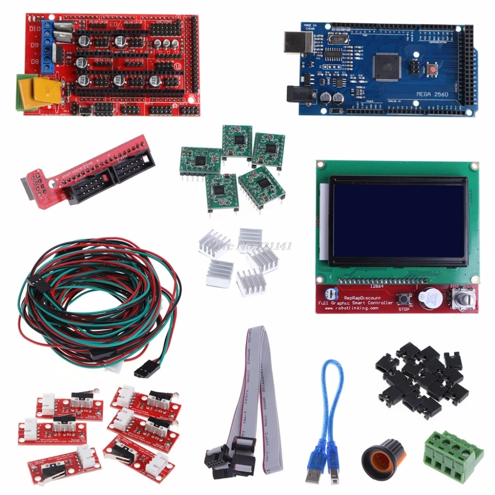 CNC 3D Принтер Комплект 2560 R3 + RAMPS 1 4 контроллер LCD 12864 5 A4988 шаговый Драйвер Прямая