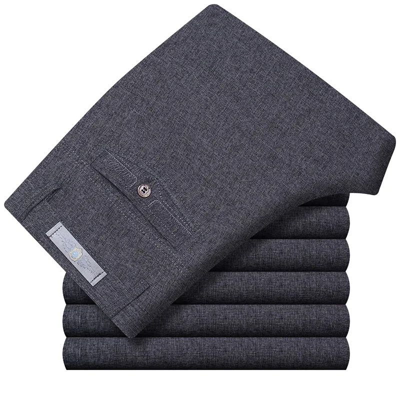 3605 Dark Gray Pants Летние льняные деловые повседневные брюки для мужчин, большие размеры, мужские формальные классические дышащие 9 цветов, тонкие офисные брюки для мужчин s - Цвет: 3605 Dark Gray Pants