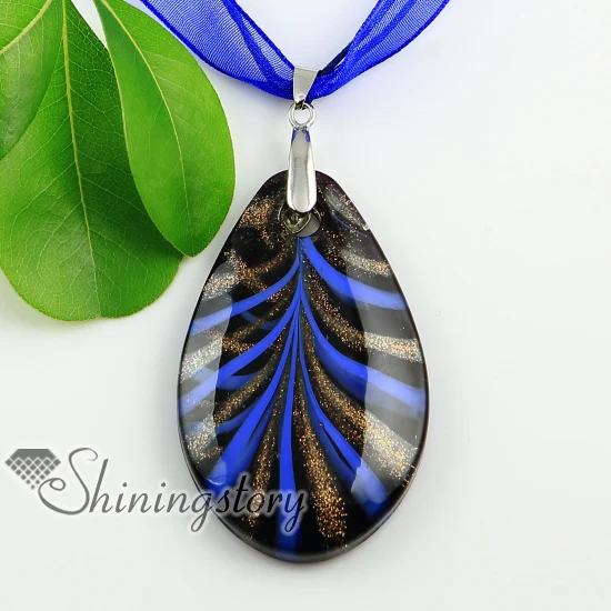 Стеклянные Подвески ручной работы в форме слезы с цветами внутри блестками и