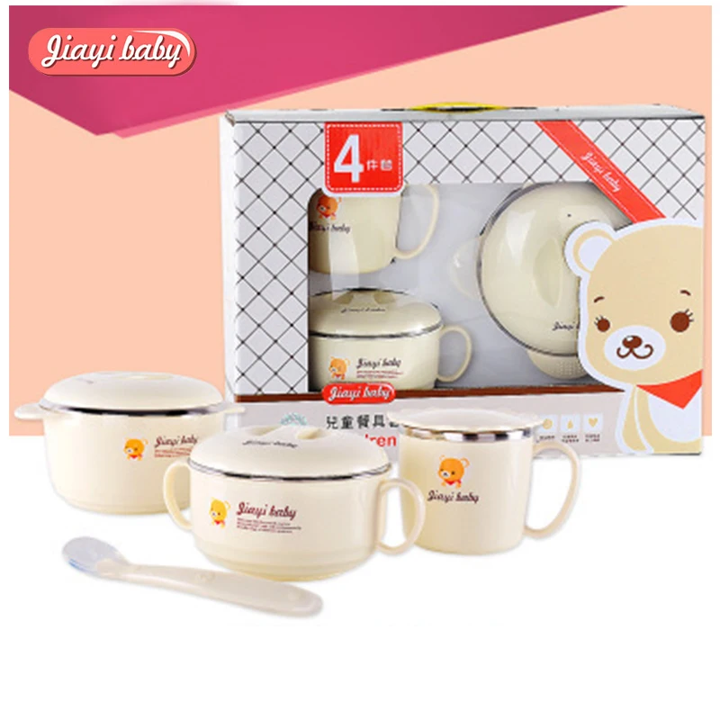 4 шт./компл. Набор для кормления детей с присоской ложка чашка набор посуды 304