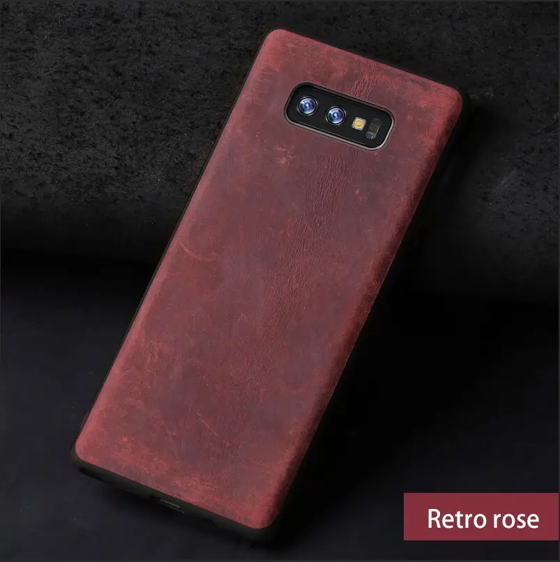 Красный Кожаный чехол для Galaxy S10 S8 S9 S7 plus, чехол для samsung A50 A70 A5 S10e Note 8 9 Crazy Horse leder Armor - Цвет: Красный