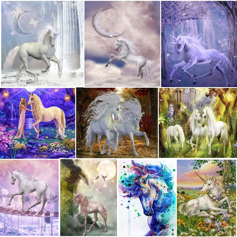 

Алмазная 5d-картина OUYIJIA Unicor Horse для творчества, полноразмерная Вышивка крестиком, мозаика для стразы, настенная живопись