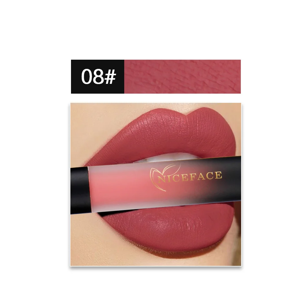 8 18 Colors 1 Pcs Sexy Velvet Lipsticks Long Lasting Waterproof Matte Liquid Lip Gloss Lip Sticks Women Beauty Makeup Tools - Цвет: 8