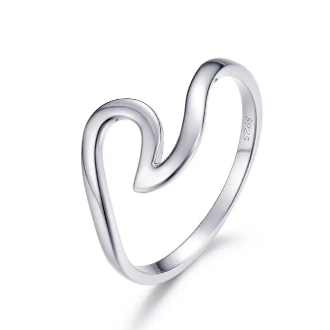 white gold color ALLNOEL сплошное 925 пробы Серебряное волнистое кольцо S925 знак Белое золото розовое золото 2 цвета покрытие Настоящее хорошее ювелирное изделие классические кольца - Цвет камня: white gold color