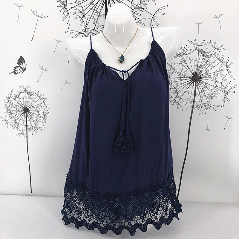 Модная женская жилетка с v-образным вырезом без рукавов кружевная Открытая Майка
