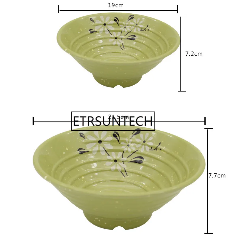 20pcs Round Big Melamine Ramen Bowl For Hotpot Restaurant Hotel Tableware Green Flower Udon Soup | Дом и сад