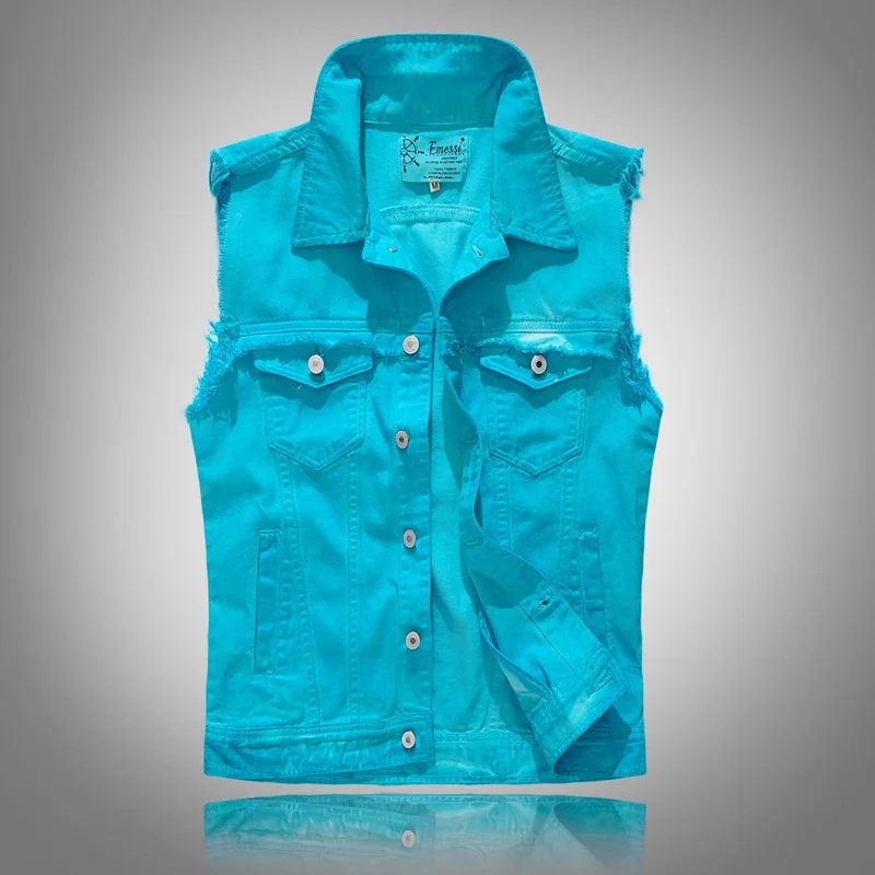 2019 мужские военные Slim Fit Жилет в ковбойском стиле рваная куртка с камуфляжным