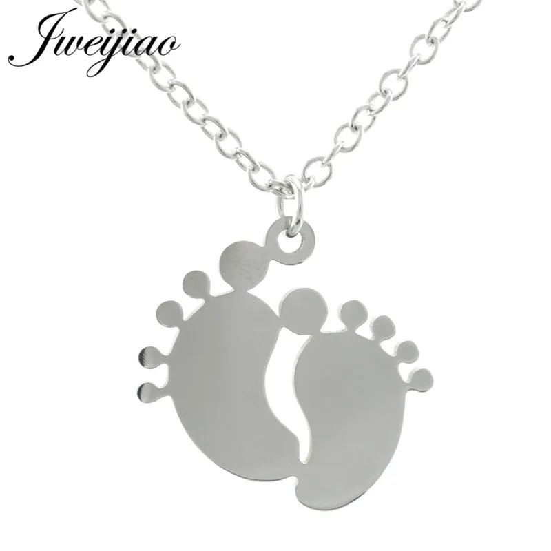 

JWEIJIAO New Color Baby Footprint Statement Necklace For Mother Children Chocker Pendant Stainless Steel Jewerly SKU39