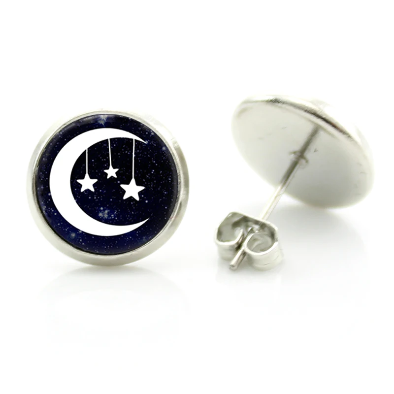 Лидер продаж женские серьги гвоздики TAFREE с изображением туманности в космосе