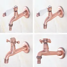 Antique Red Copper One Handle Kitchen faucet wall mounted Laundry bathroom Mop Water Tap Garden Washing Machine Faucet aav325