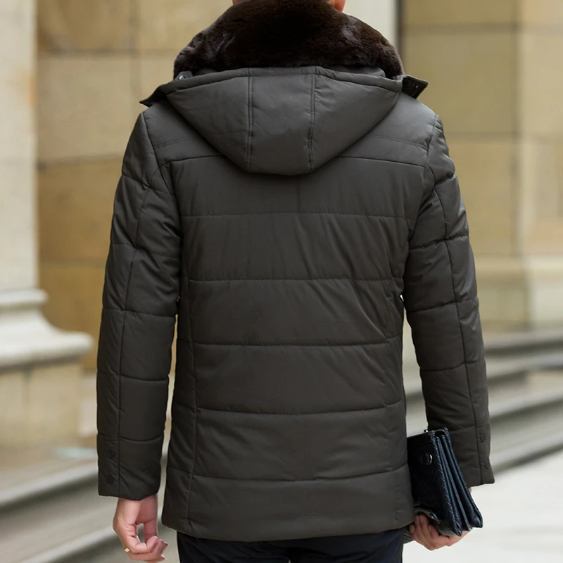 Мужская парка утепленная со съемным большим меховым воротником большие размеры