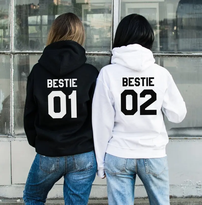 Толстовки Skuggnas Bestie 01 02 толстовки с капюшоном BFF подарок лучшему другу длинным