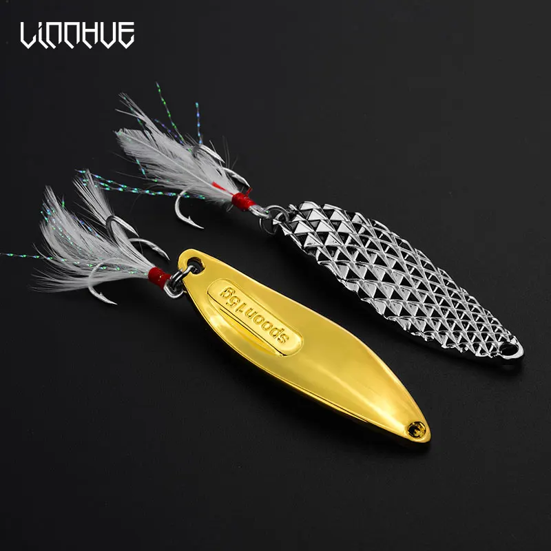 

LINNHUE 1pcs Fishing Lure Spool Bait Leech 2.5g-20g Zinc Alloy Fidget Spinners Bass Gold Hard Bite Fishing Tackle Treble Hook