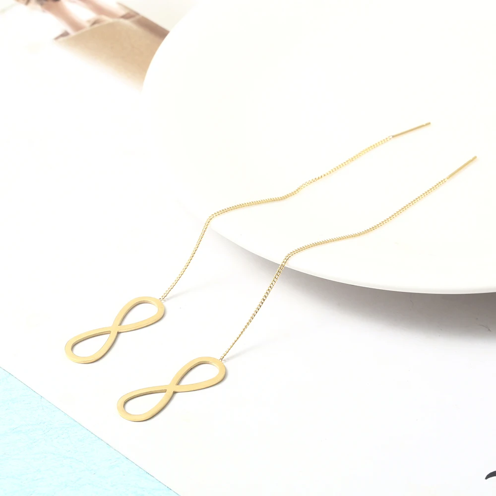 Ювелирные изделия из нержавеющей стали brincos earing корейская мода длинные золотые