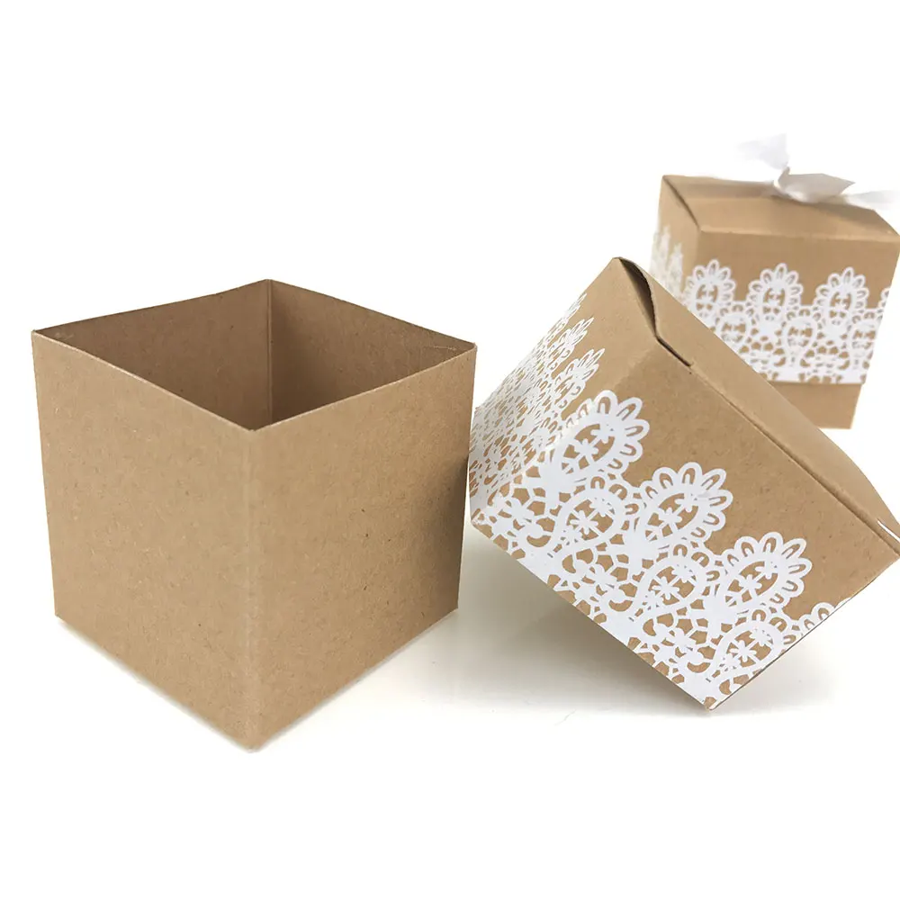 50 шт. белая кружевная коробка для свадебных торжеств крафт-бумага свадебный