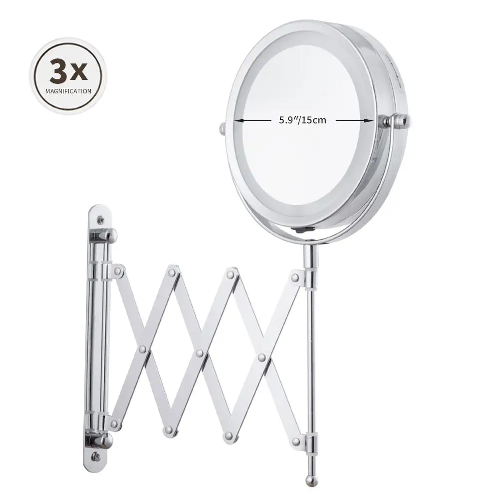 15cm(3X) Smartloc Выдвижной светодиодный 20cm 5X Увеличительное Настенное подвесное зеркало картина-светильник туалетный столик макияж для ванной Косметика смарт-зеркала макияжаподсветкой ванную стену настенные - Цвет: 15cm(3X)