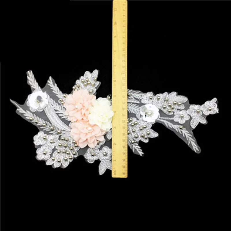 Большая Жемчужная вышивка цветок патч одежда украшения мода аппликация