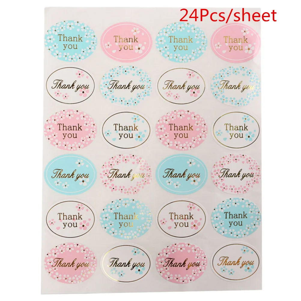 24 шт./лист милые круглые золотые цветные наклейки спасибо | Канцтовары для офиса и