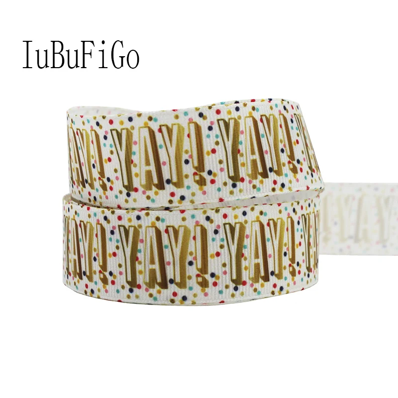 

[IuBuFiGo] New YAY Ribbon With Dot Printed Grosgrain Ribbon For Home Decoration Gift Packing 1"(25mm) 10yard/lot