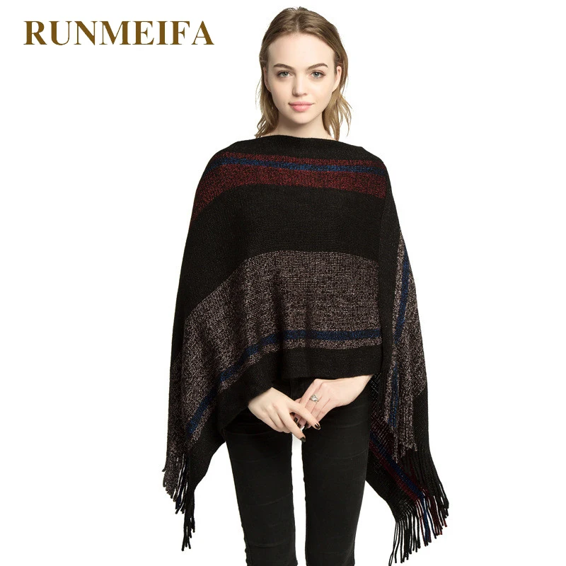 RUNMEIFA 2019 осень зима женское Вязаное пончо накидка модная кашемировая сохраняющая