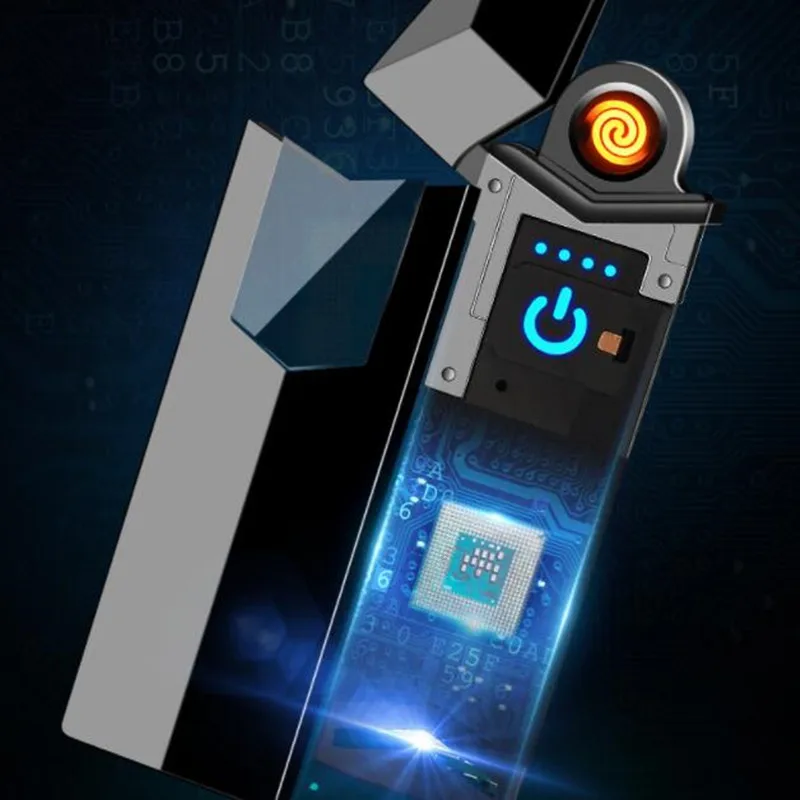 Новая сигарета с зарядкой от USB Электронная Зажигалка Ветрозащитная беспламенная перезаряжаемая электрическая зажигалка сенсорный переключатель зажигалки