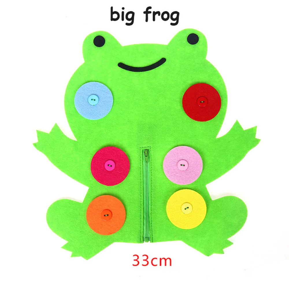 big frog DIY мультфильм Ткань Животное Руководство Искусство для детского сада ремесла Монтессори обучающие средства ручной Молнии Кнопка Математическая головоломка игрушка для детей - Цвет: big frog