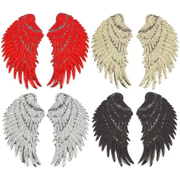 

6pc Fashion large wings applique sequins patches Clothes Embroidered Patch Iron On Patch Stickers Clothing Badge Paste Sewing