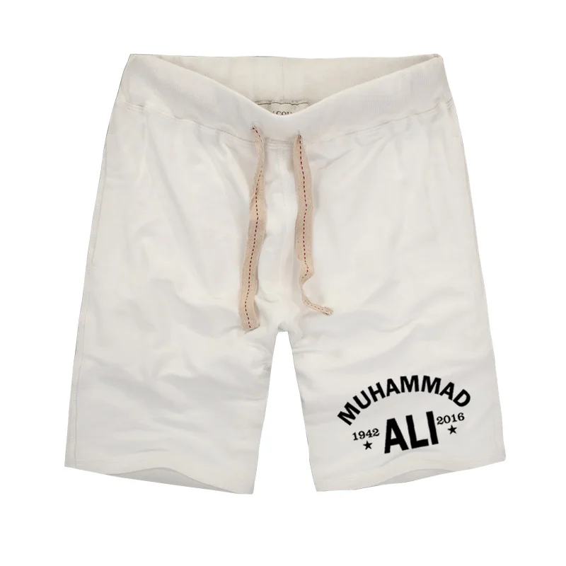 item02 - white Летние уникальные мужские шорты MUHAMMAD ALI, шорты для фитнеса, шорты боксеры, брендовая одежда, шорты в винтажном стиле, высокое качество, хлопковые шорты ufc - Цвет: item02 - white