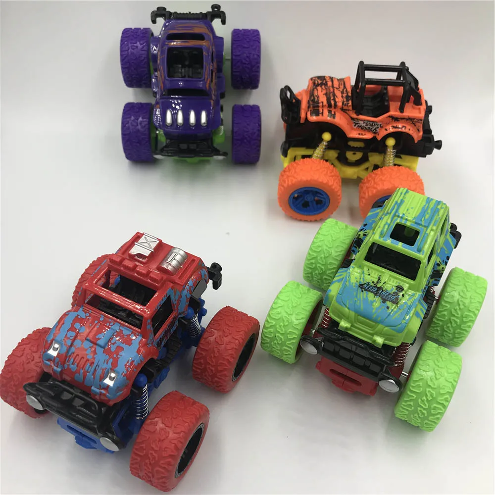 

New Inertial car toy off-Road Vehicle Four-Wheel-Drive Plastic Children Toy Car Pull Back Stunt Car