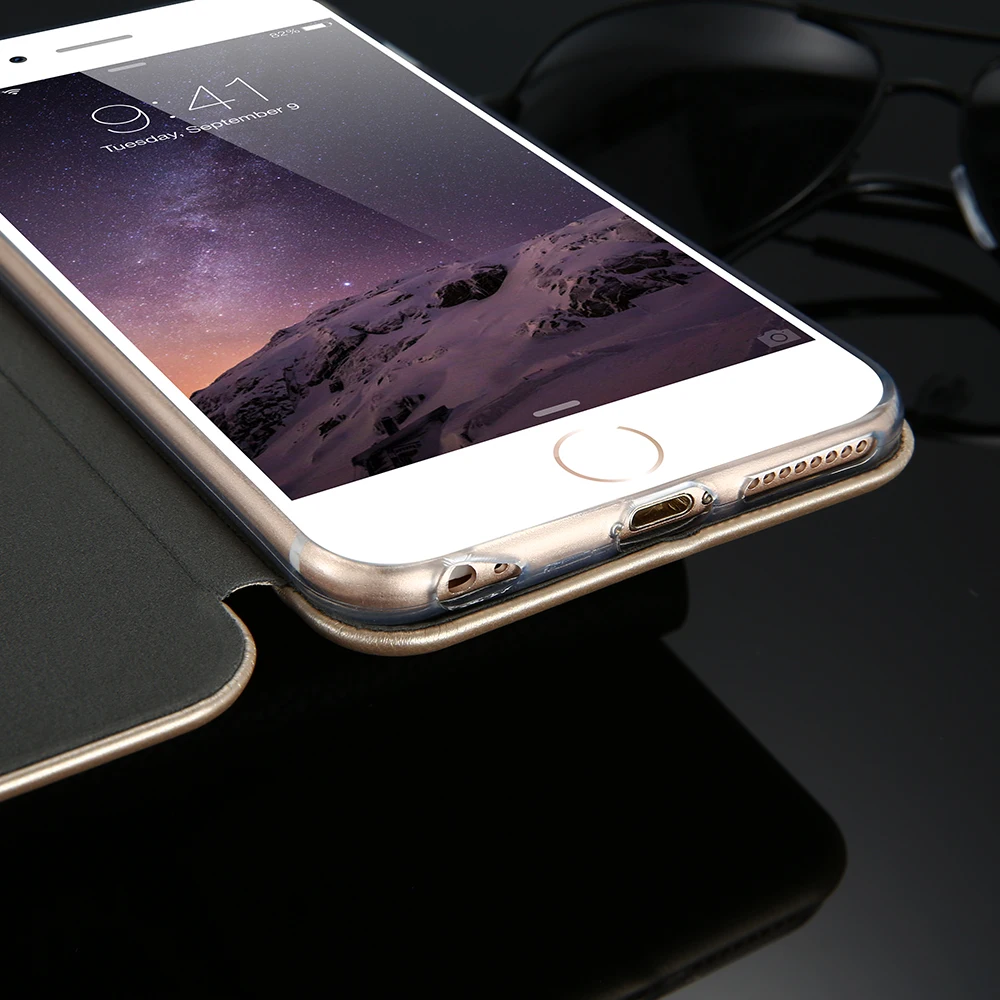 Floveme для iPhone 7 Plus из искусственной кожи Подставки случае Невидимый слот карты